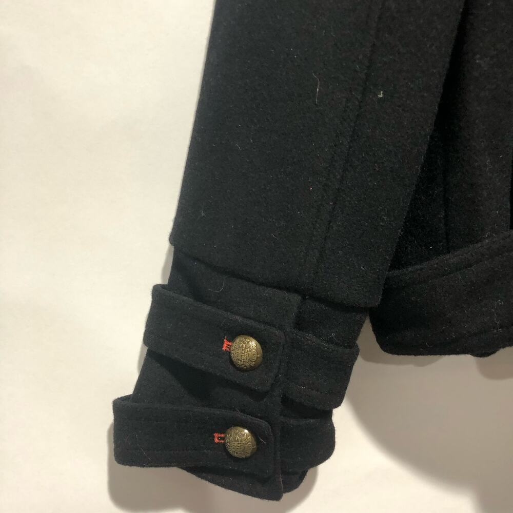 Free People Cecelia Peacoat Jacket Coat Button Front Buckle Detail Black Size M - Picture 9 of 15
